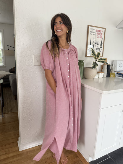 Things Between Gracie Red Gingham Puff Sleeve Maxi Dress