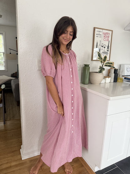 Things Between Gracie Red Gingham Puff Sleeve Maxi Dress