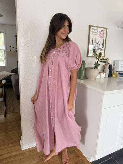 Things Between Gracie Red Gingham Puff Sleeve Maxi Dress
