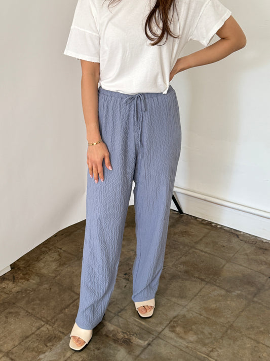 Things Between Blair Blue Crinkle Straight Pants