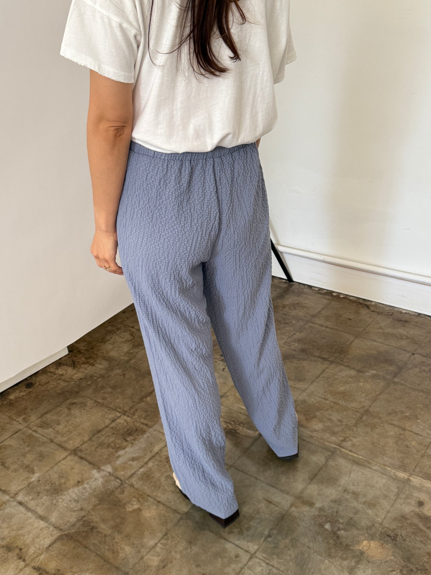 Things Between Blair Blue Crinkle Straight Pants