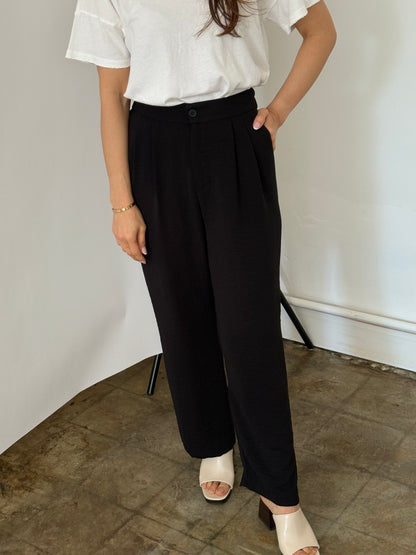 Molly Bracken Leona Black Wide Leg Buttoned Pants (S)