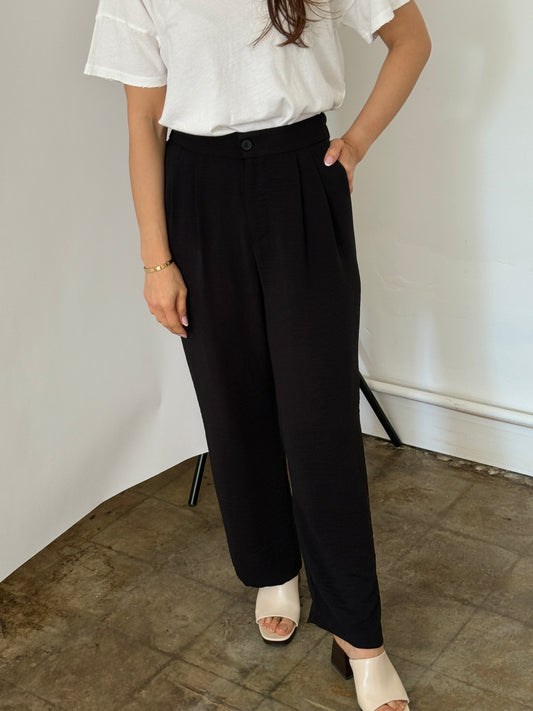 Molly Bracken Leona Black Wide Leg Buttoned Pants (S)