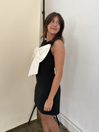 Iris Black Bow Detail Sleeveless Mini Dress (M)