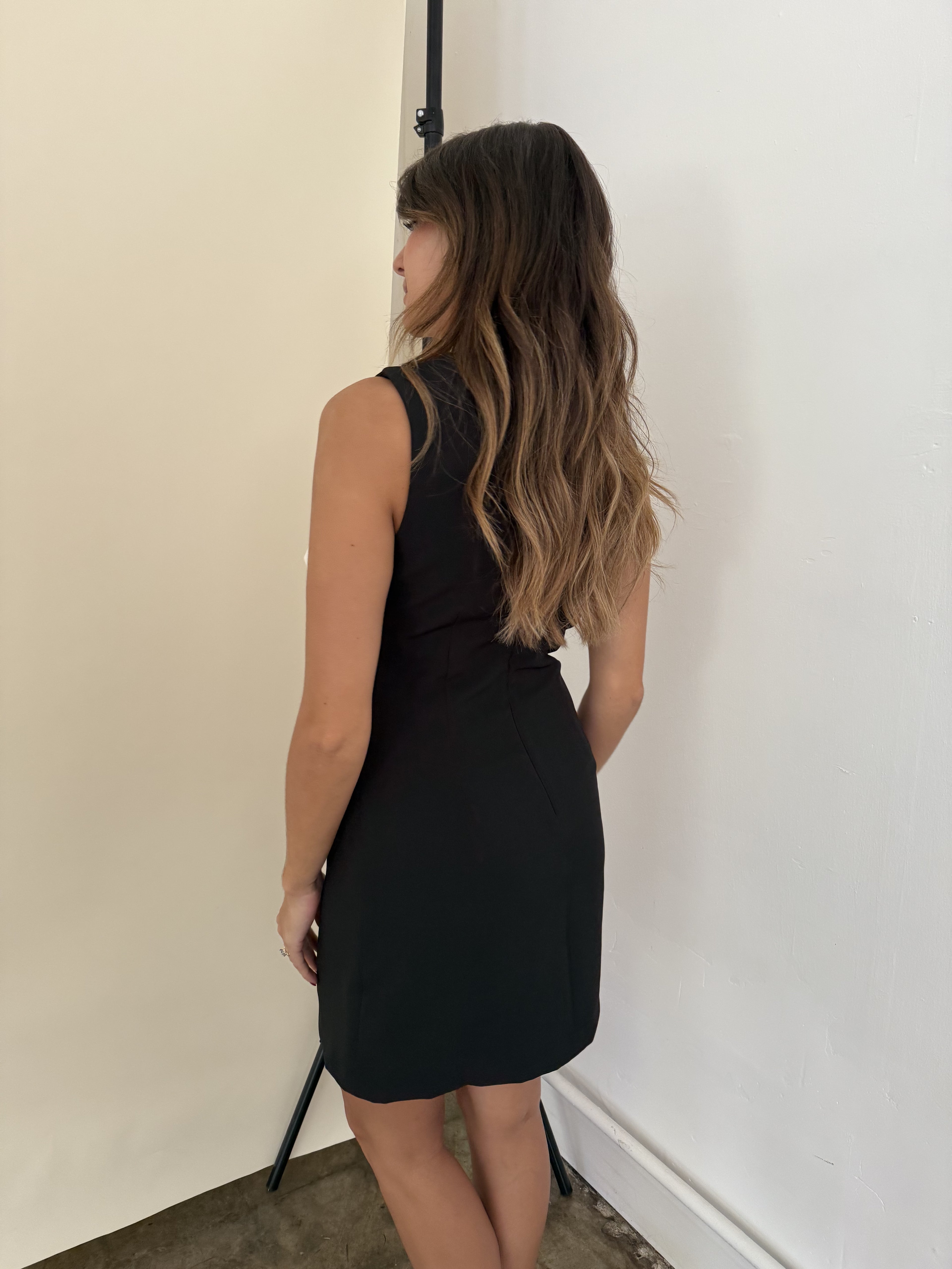 Iris Black Bow Detail Sleeveless Mini Dress (M)