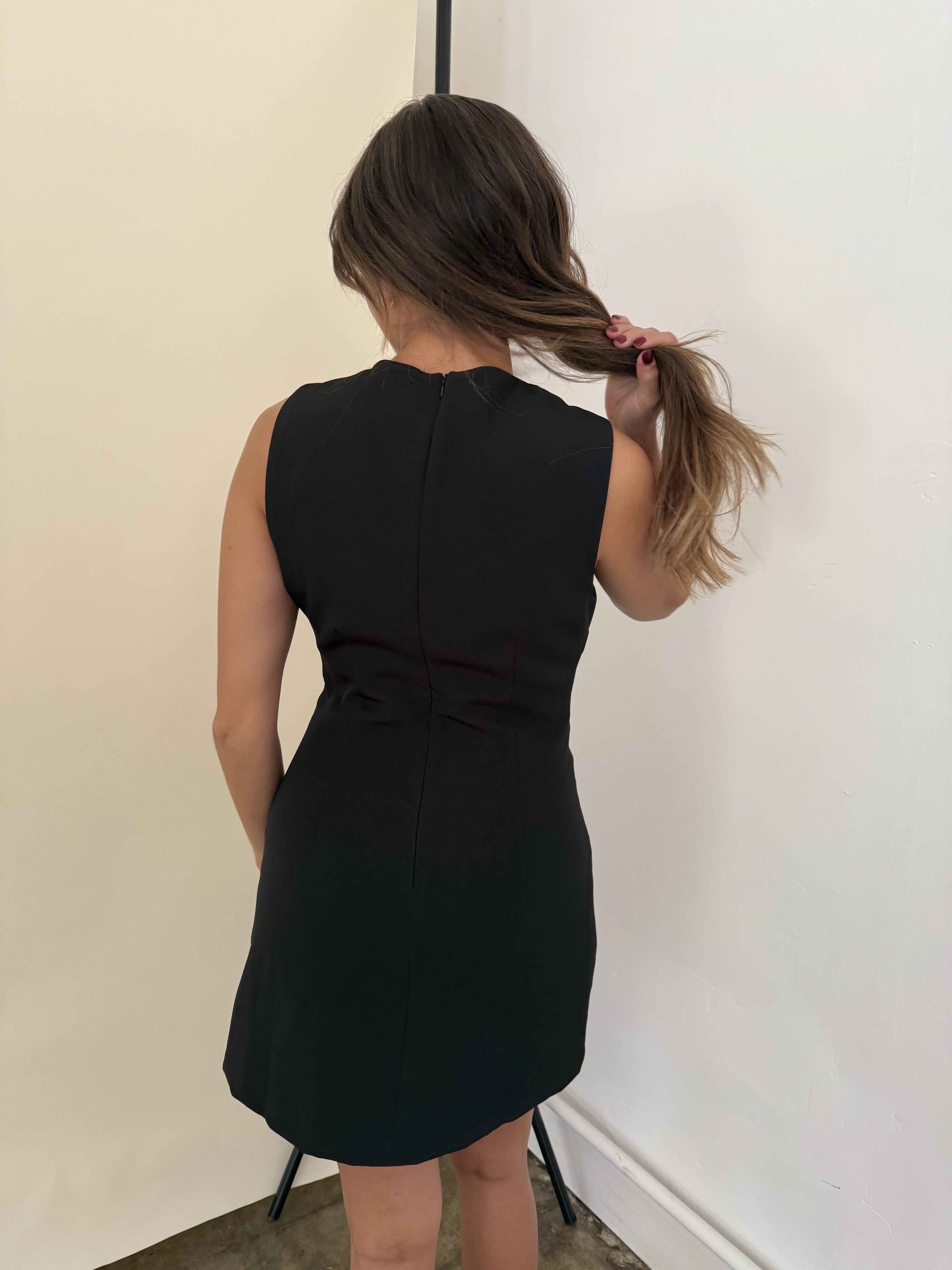 Iris Black Bow Detail Sleeveless Mini Dress (M)