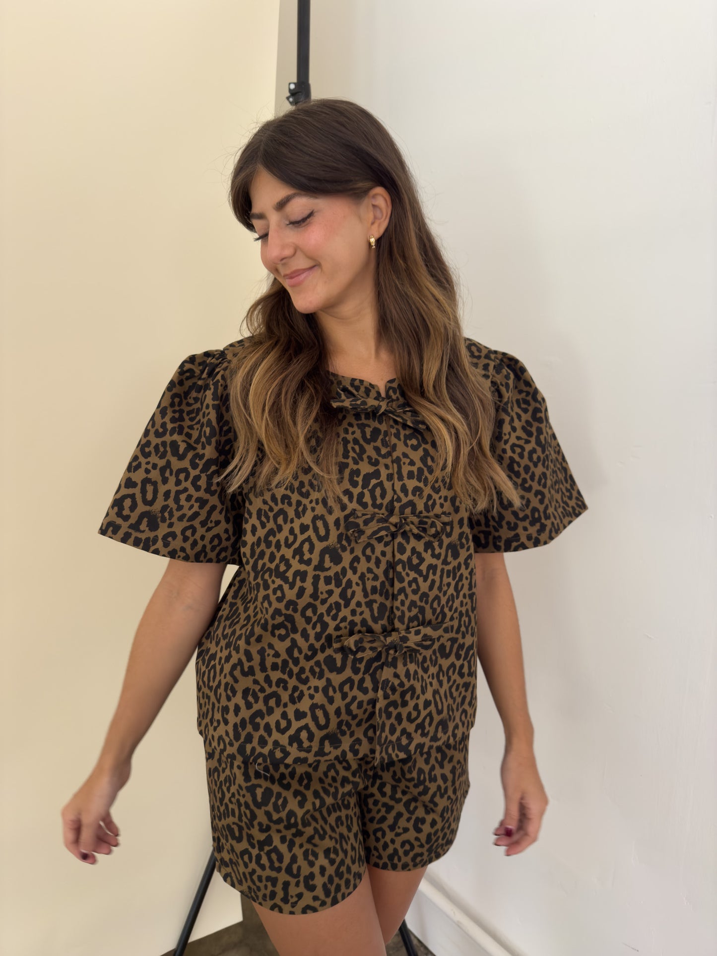 Things Between Izzy Leopard Print Cotton Tie Top (S)
