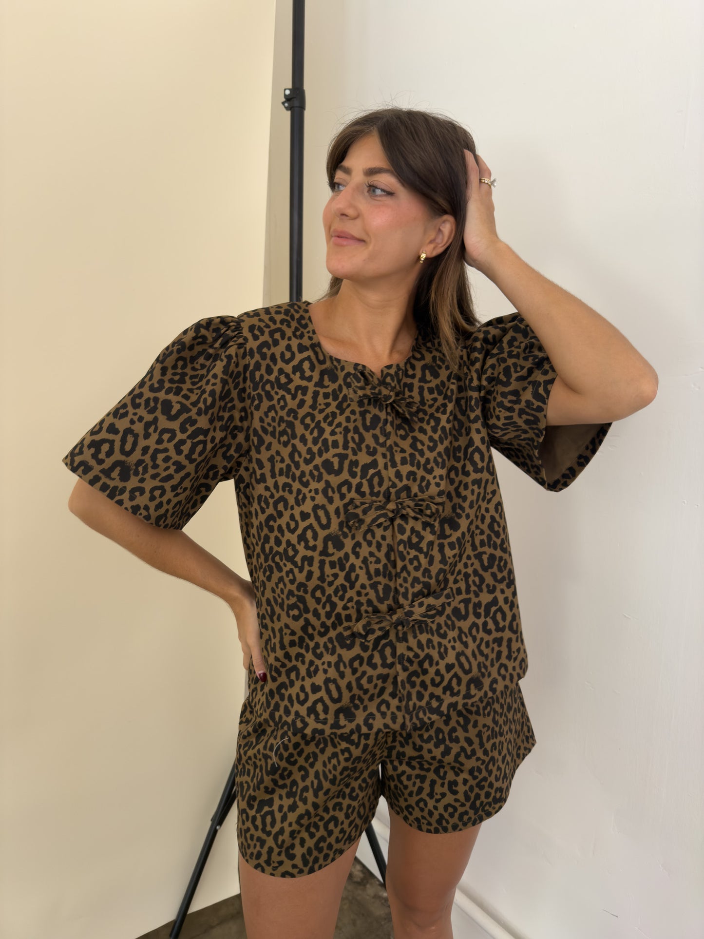 Things Between Izzy Leopard Print Cotton Tie Top (S)