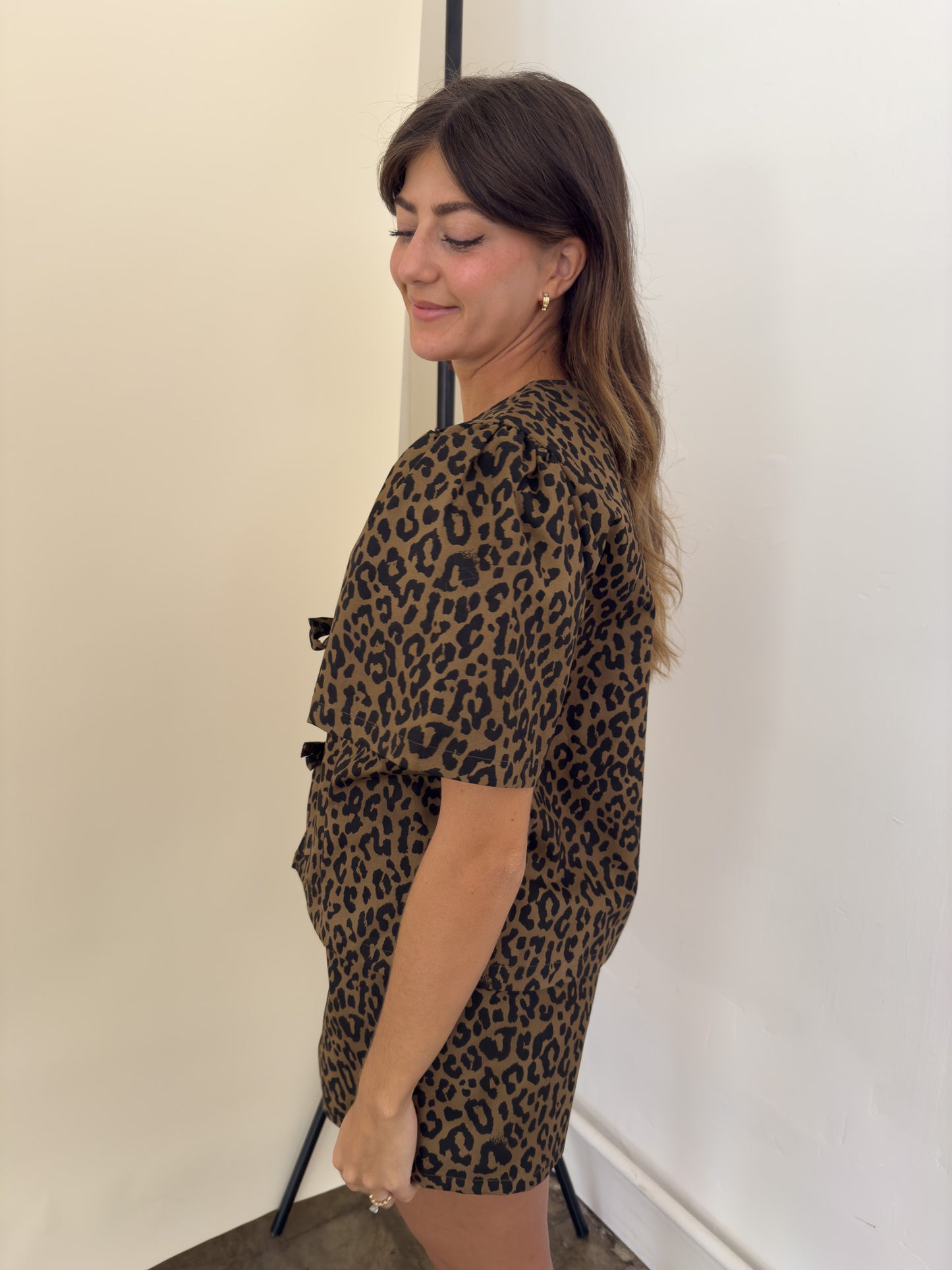 Things Between Izzy Leopard Print Cotton Tie Top (S)