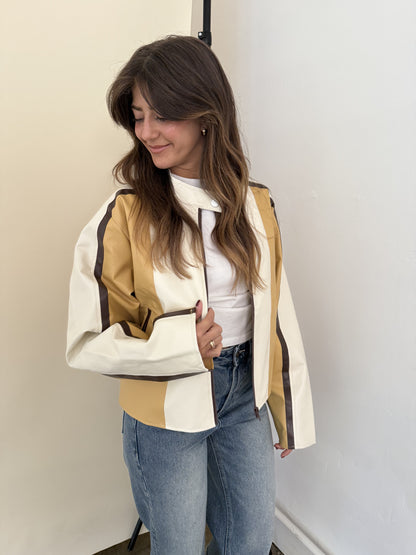 Needii Ivy Mustard Faux Leather Biker Jacket