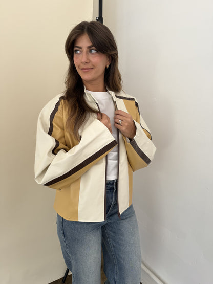 Needii Ivy Mustard Faux Leather Biker Jacket