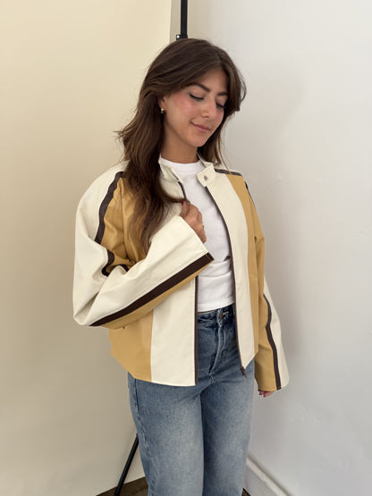Needii Ivy Mustard Faux Leather Biker Jacket