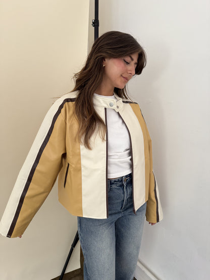 Needii Ivy Mustard Faux Leather Biker Jacket