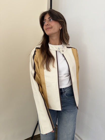 Needii Ivy Mustard Faux Leather Biker Jacket