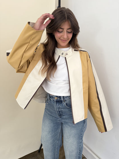 Needii Ivy Mustard Faux Leather Biker Jacket