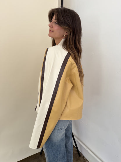 Needii Ivy Mustard Faux Leather Biker Jacket