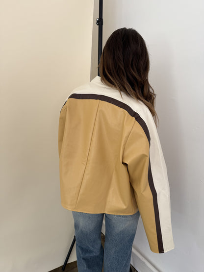 Needii Ivy Mustard Faux Leather Biker Jacket