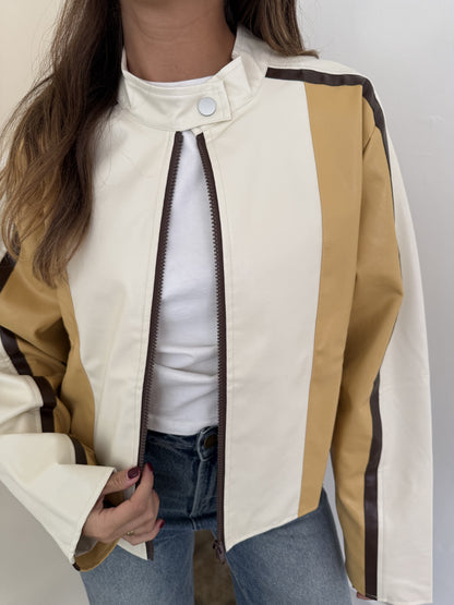 Needii Ivy Mustard Faux Leather Biker Jacket