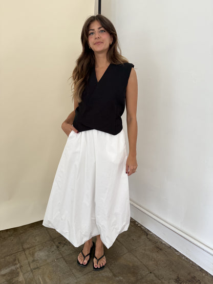 Miou Muse Ingrid White Bubble Hem Midi Skirt