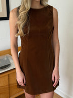 Sofie the Label Kiara Velvet High Neck Mini Dress (Brown)