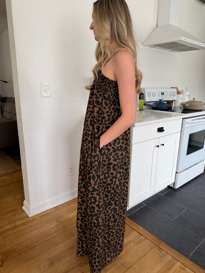Things Between Kate Leopard Print Sleeveless Maxi Dress