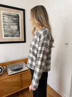 Elle Grey Zuri Black and White Plaid Long Sleeve Top