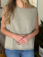 Elle Grey Walker Grey Oversized Sleeveless Knit Top