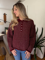 Things Between Valerie Burgundy Polo Rugby Sweater