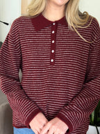 Things Between Valerie Burgundy Polo Rugby Sweater