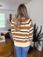 FRNCH Wendy Fuzzy Striped Crewneck Sweater