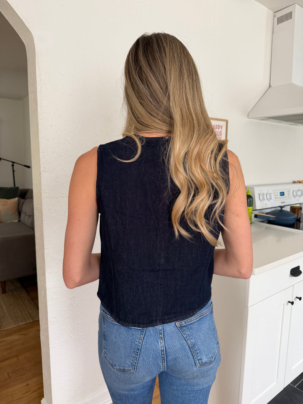 Willa Dark Denim Relaxed Sleeveless Top