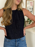 Willa Dark Denim Relaxed Sleeveless Top