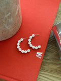 Pearl Beaded Open Hoop Earrings