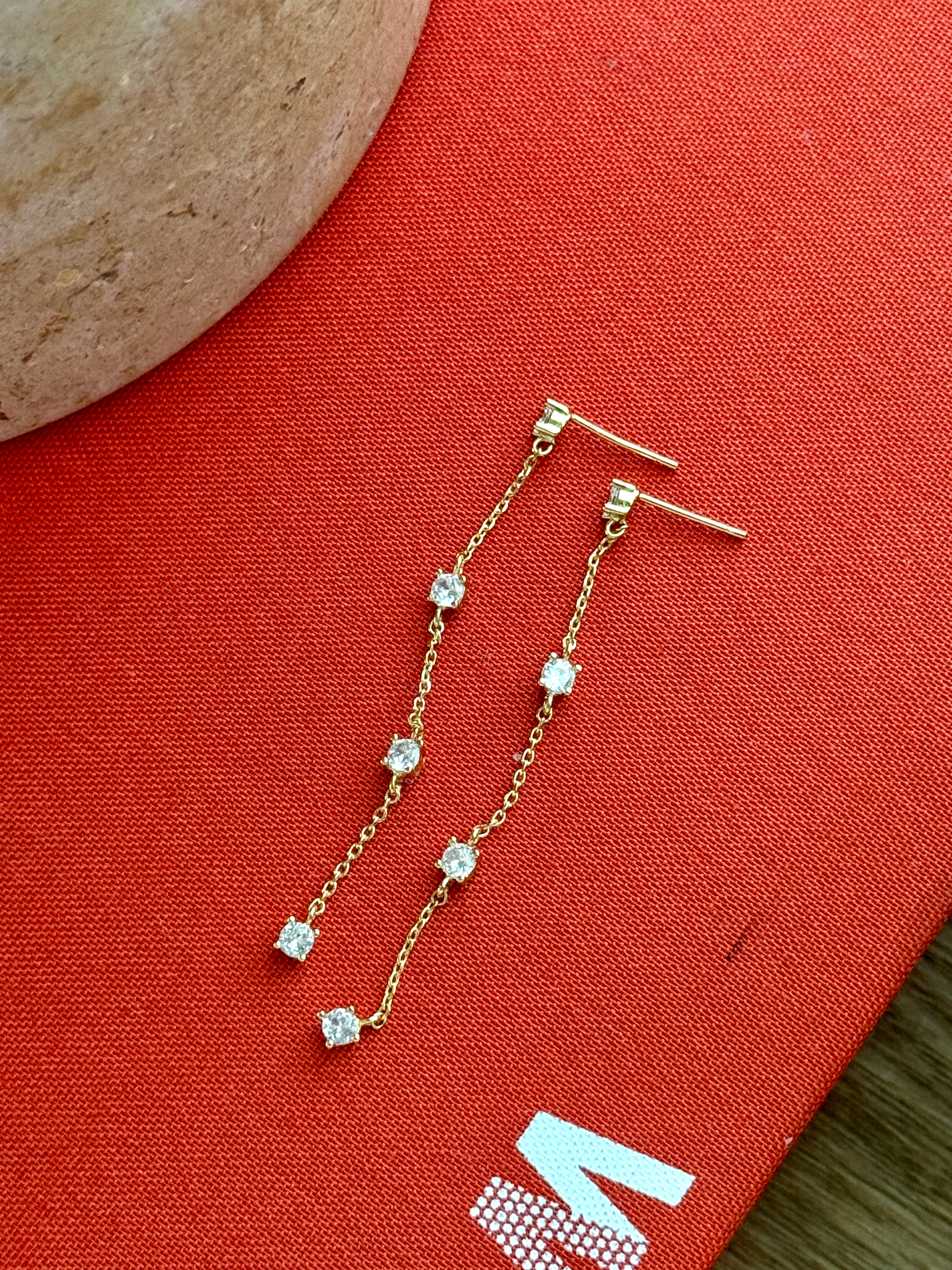 Rhinestone Chain Linear Drop Earrings