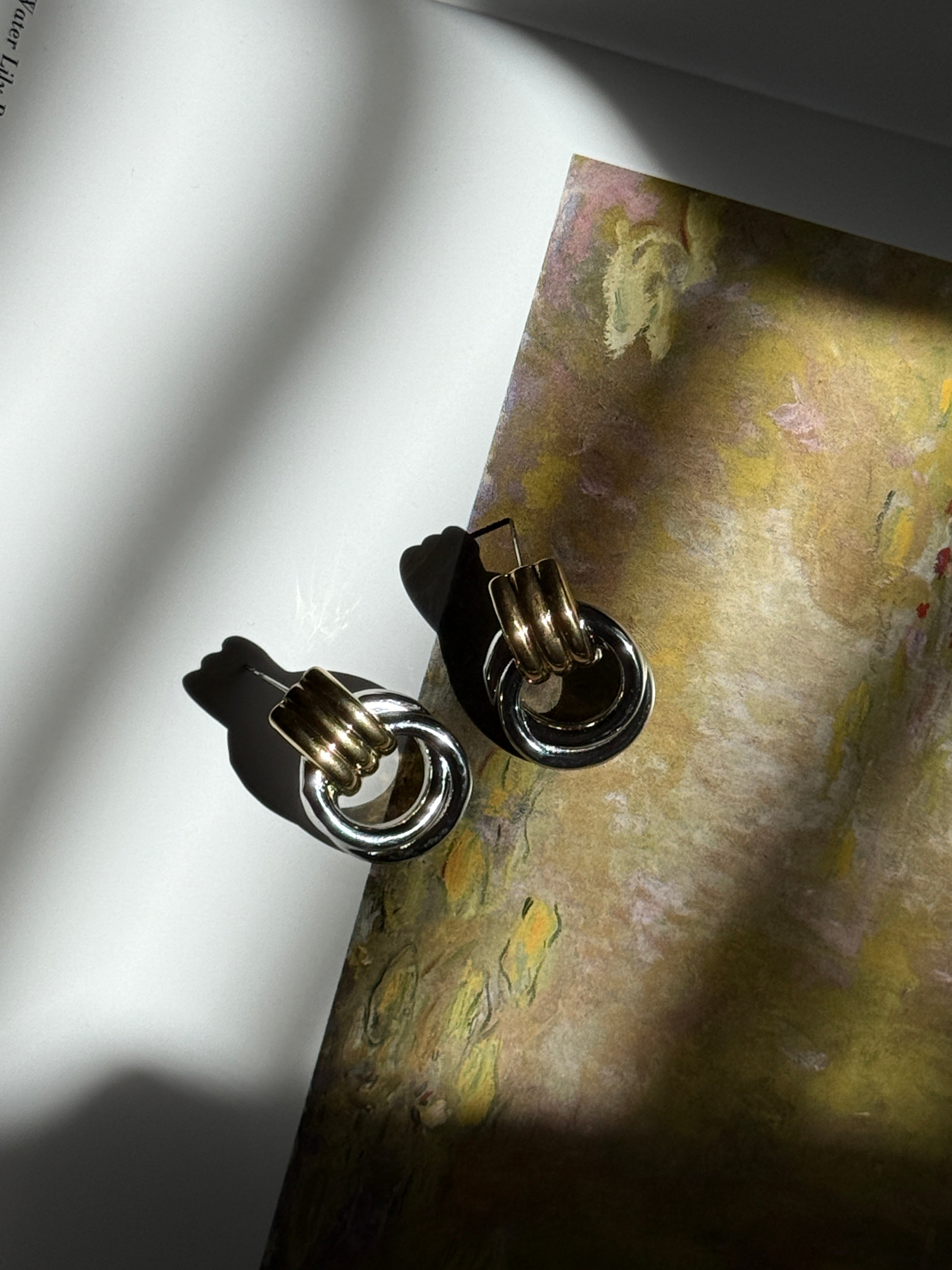 Door Knocker Two Tone Earrings