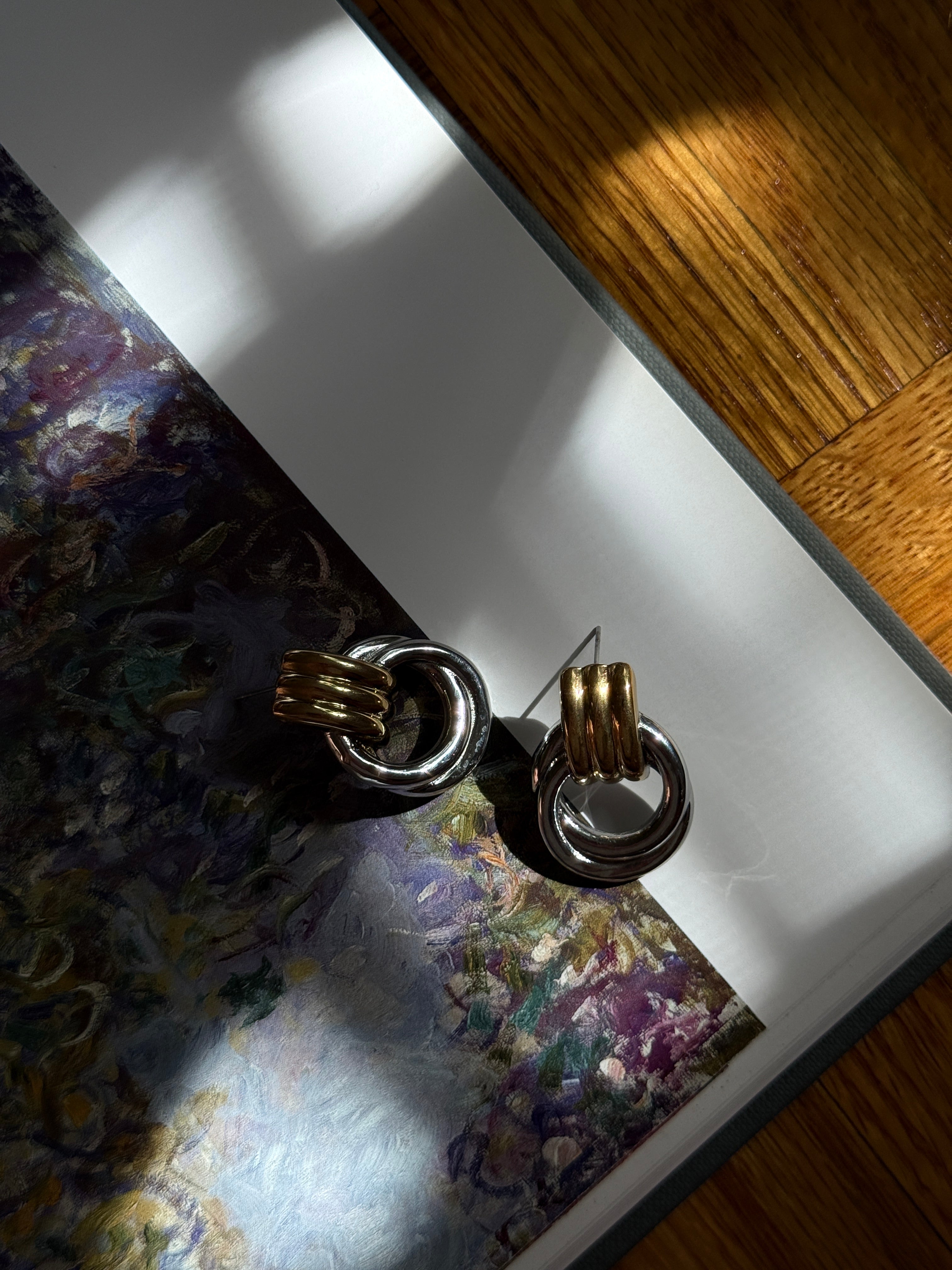 Door Knocker Two Tone Earrings