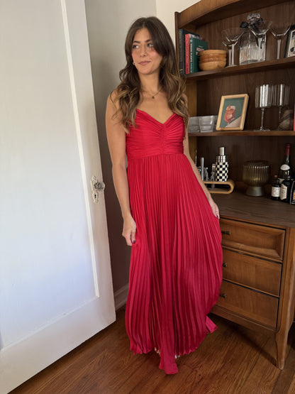 Lucy Paris Jade Rose Pleated Sleeveless Maxi Dress