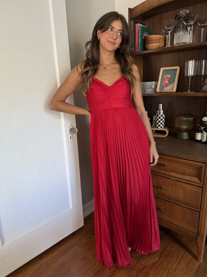 Lucy Paris Jade Rose Pleated Sleeveless Maxi Dress