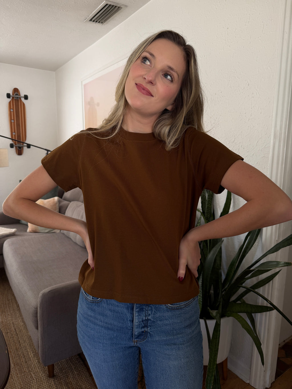 Karter Boxy Basic T-Shirt (Brown)