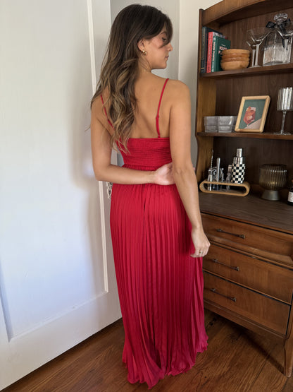 Lucy Paris Jade Rose Pleated Sleeveless Maxi Dress