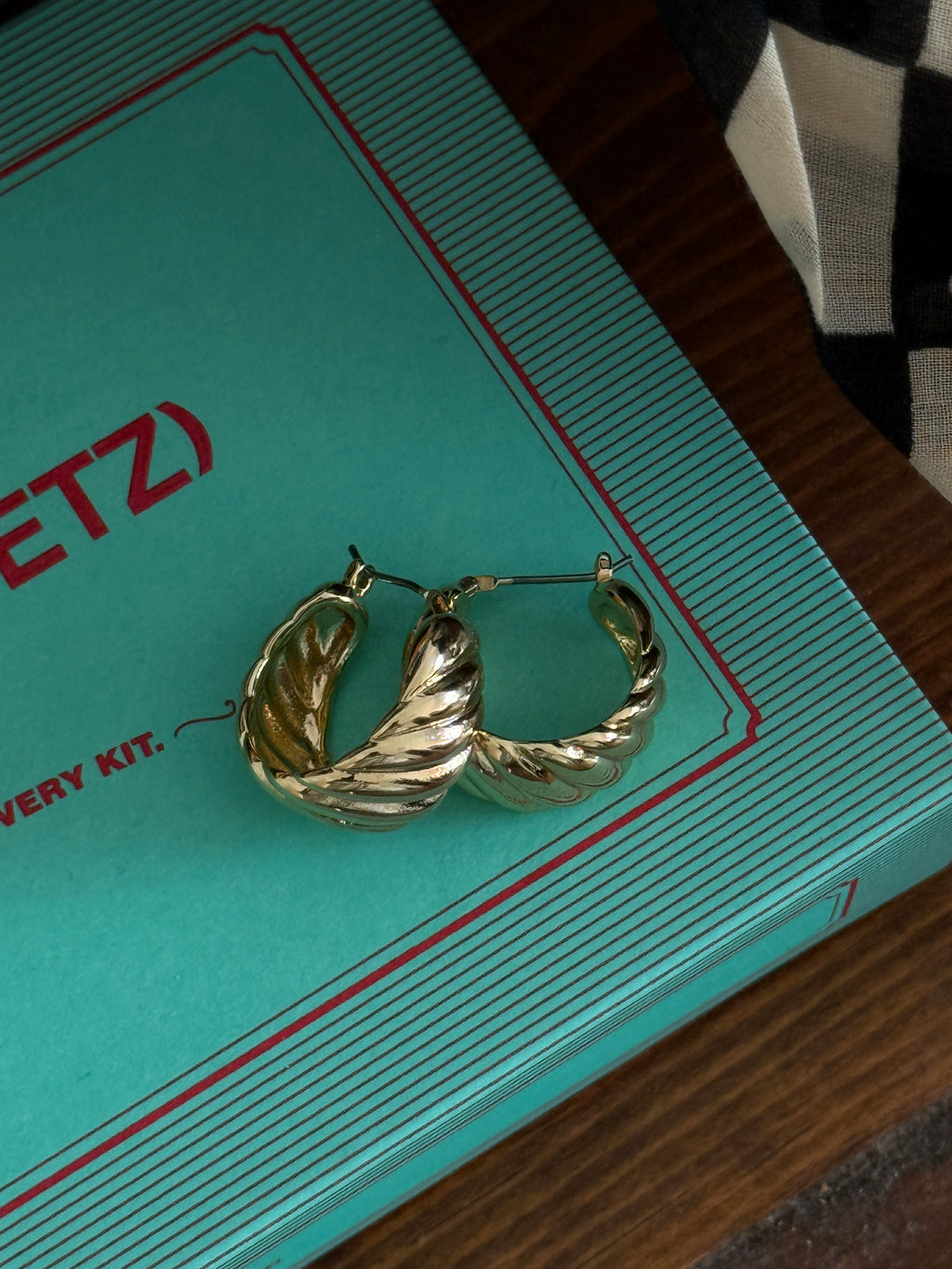 Twist Textured Brass Hoop Earrings