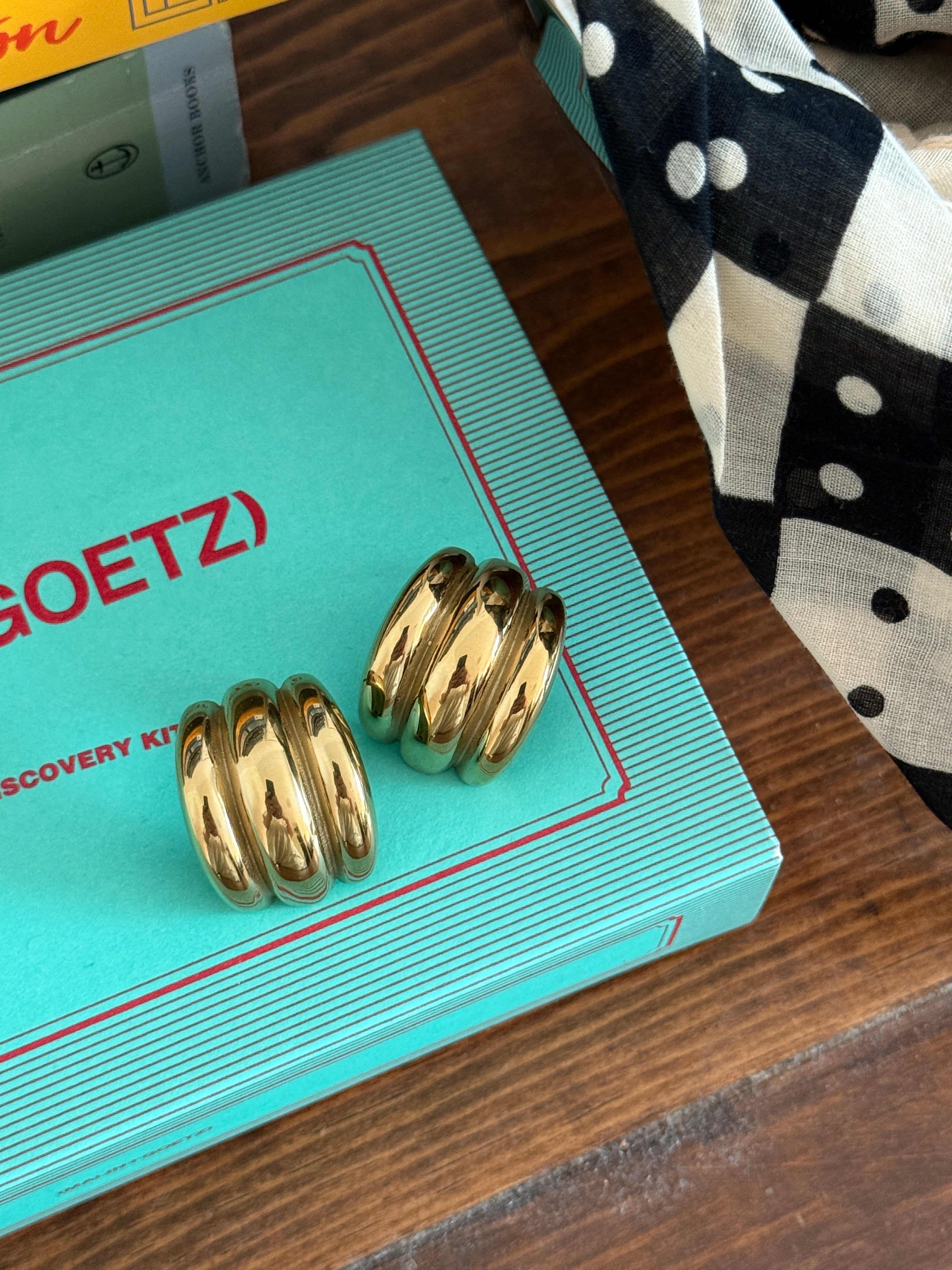 Three Line Half Hoop Earrings