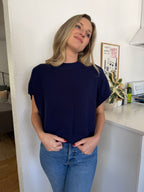 PINCH Heidi Boxy Knit Sleeveless Top (Navy)