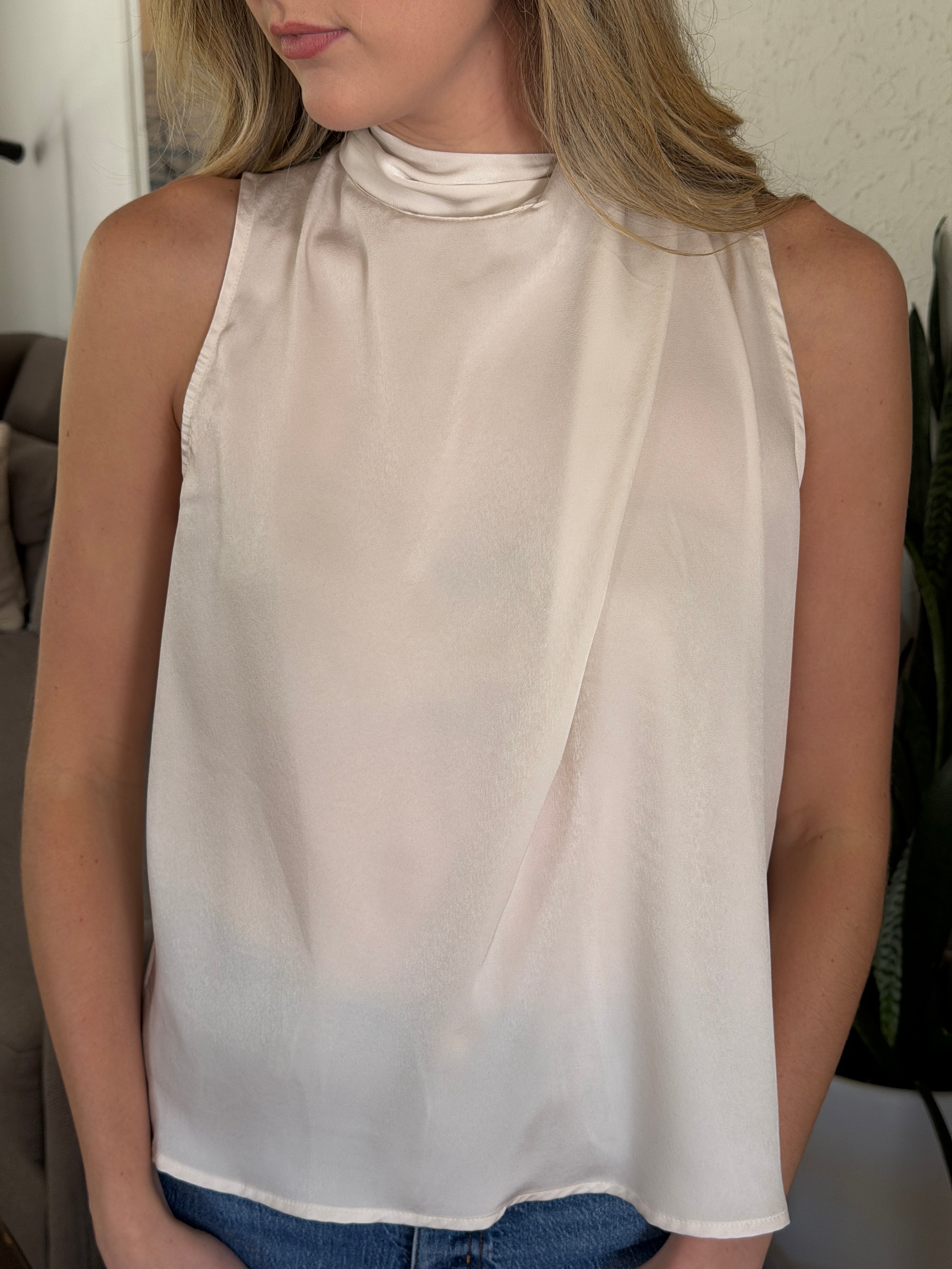 PINCH Amanda Twisted Detail Satin Sleeveless Top