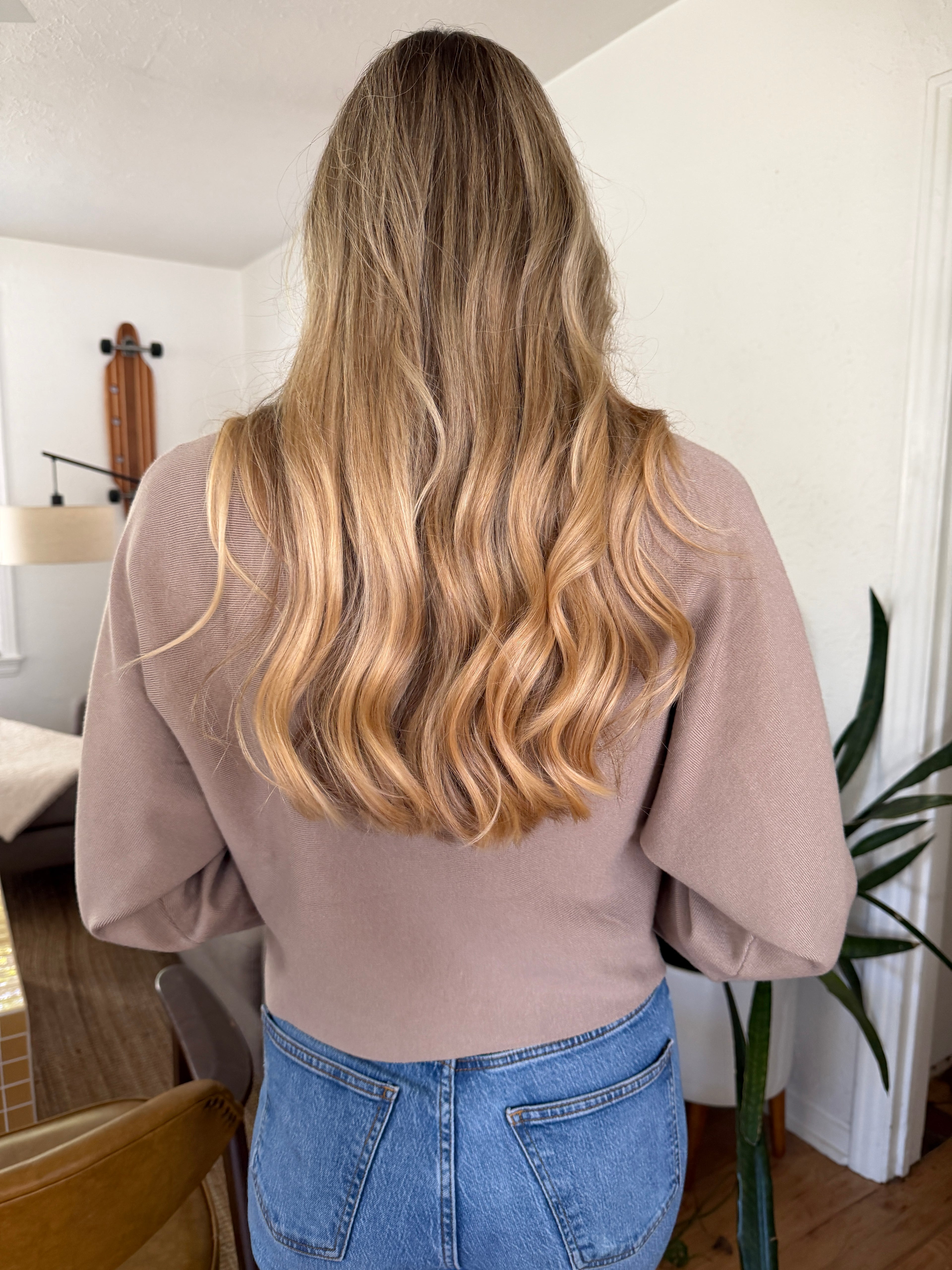 PINCH Alyssa Taupe Rib Fitted Long Sleeve Top