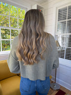 Addison Knit Buttoned Henley Long Sleeve Top (Sage)