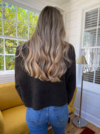 Addison Knit Buttoned Henley Long Sleeve Top (Brown)