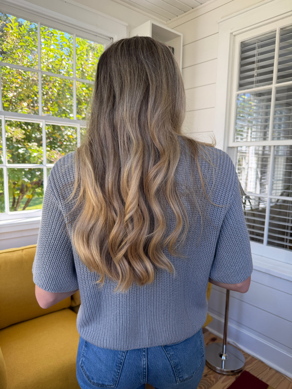 Needii Ally Grey Knit Buttoned Short Sleeve Top