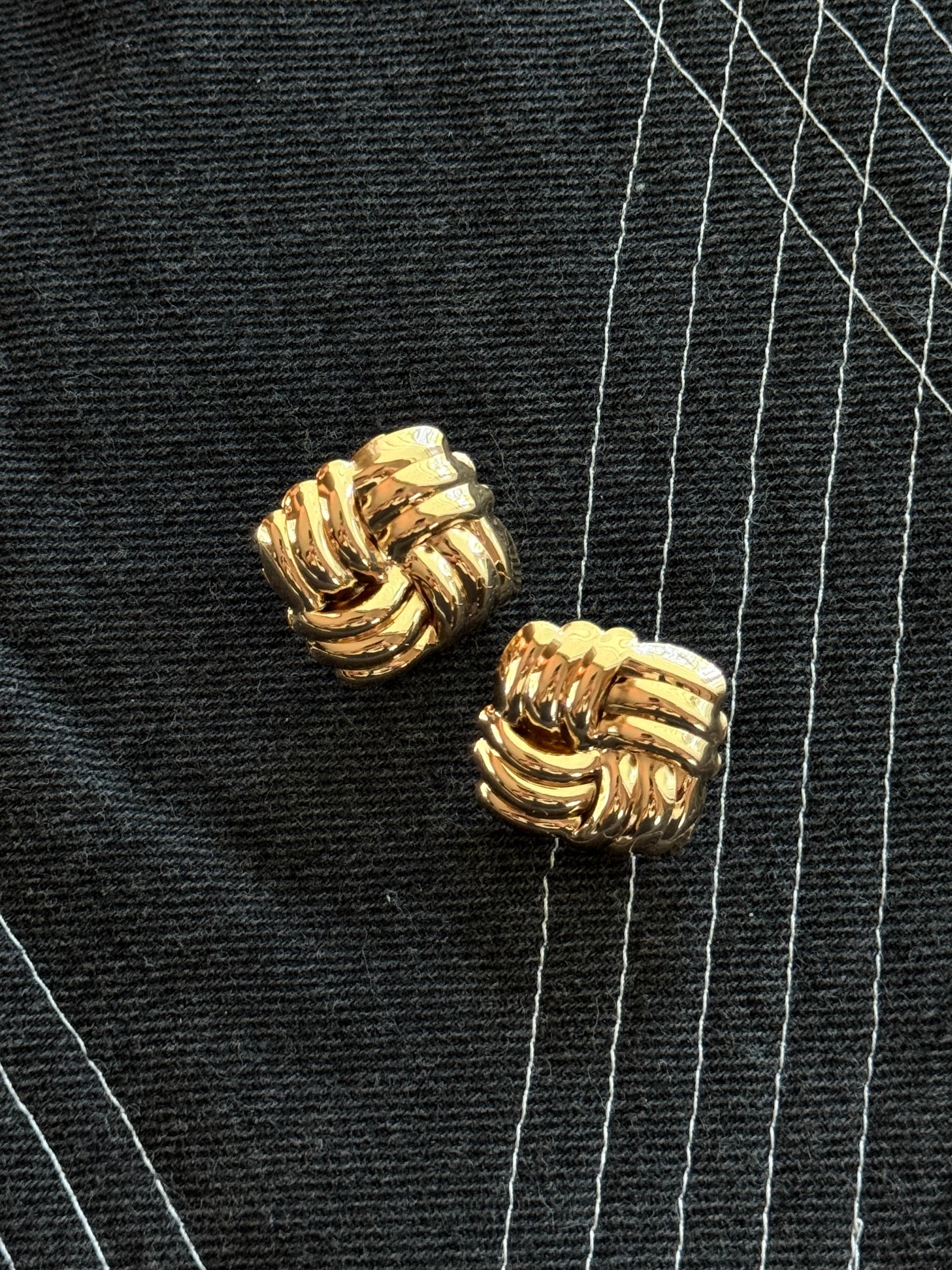 Textured Square Gold Earrings