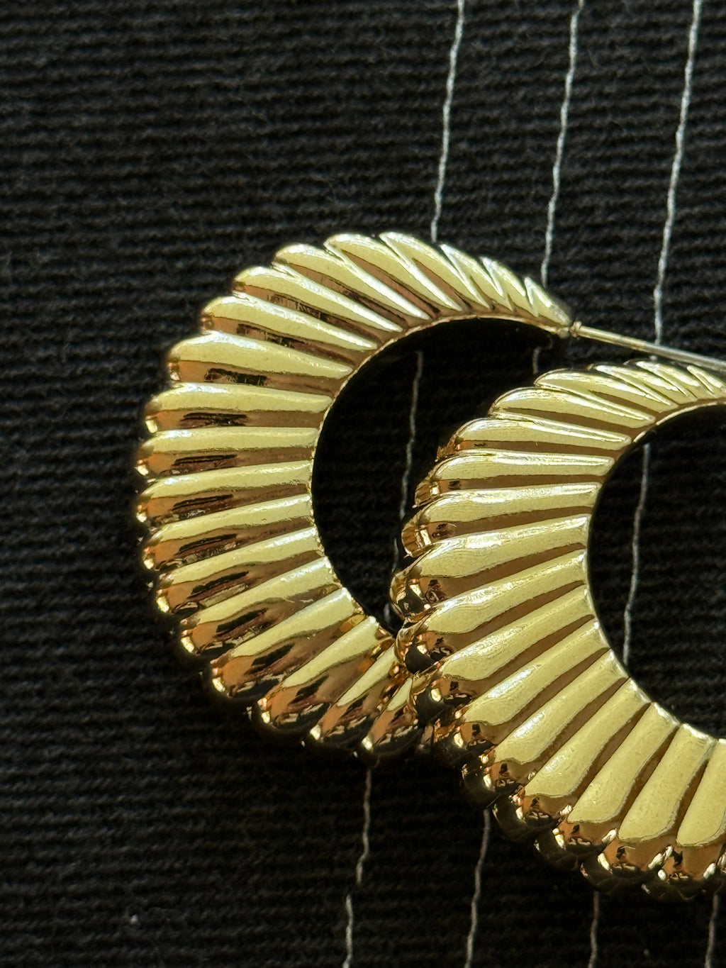 Shell Texture Crescent Gold Hoop Earrings